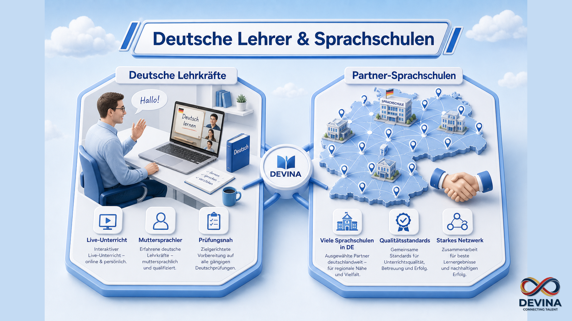Deutsche Lehrkräfte und Kooperation mit vielen Sprachschulen in Deutschland