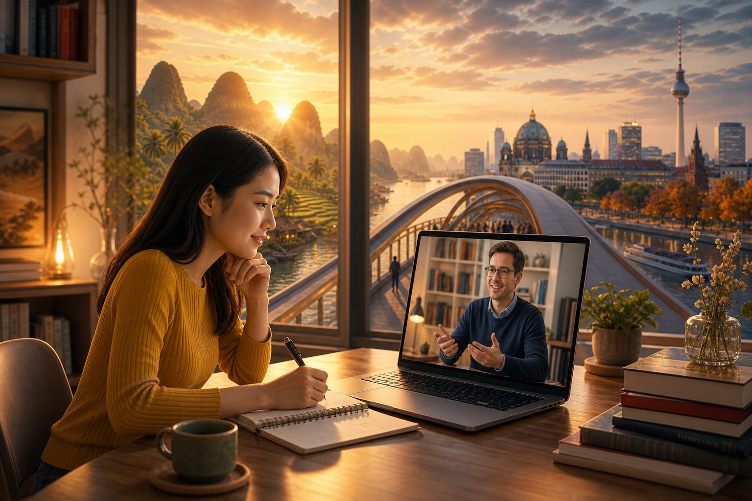 Einstufung am Laptop mit Begleitung, Vietnam und Deutschland im Blick